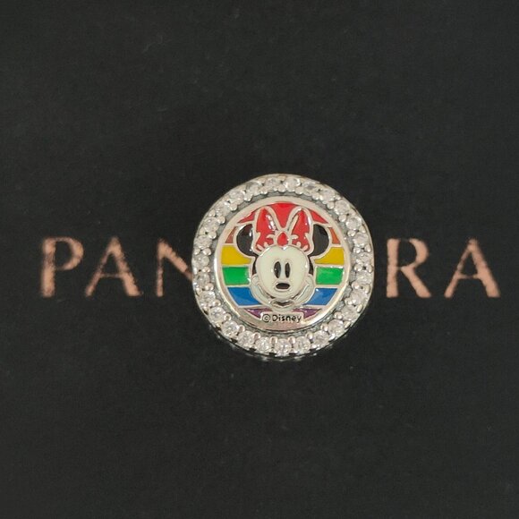 Pandora Mickey Minnie Rainbow Pride Bead Charm S925 Silver with box - Picture 1 of 5